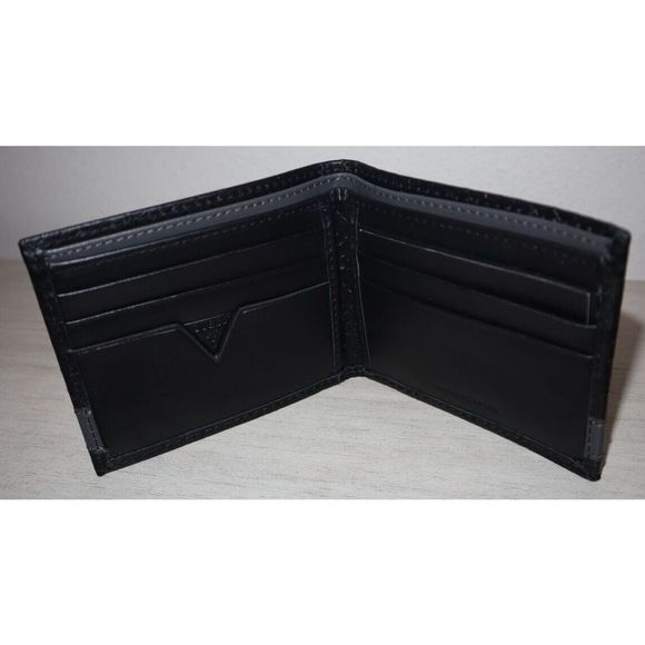 Guess 31GO220095 Men's Black "G" Embossed Leather Credit Card ID Bifold Wallet - Picture 5 of 8